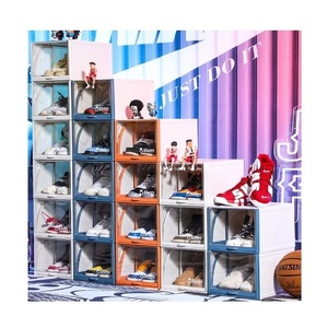 luxury home foldable shoe organiser container collapsible plastic slide sneakers box