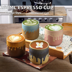 Venta al por mayor de fábrica: Taza de café espresso de cerámica de 250 ml con efecto de horno, ideal para desayuno, regalos de empresa, latte y té de la tarde. - Product Image 2