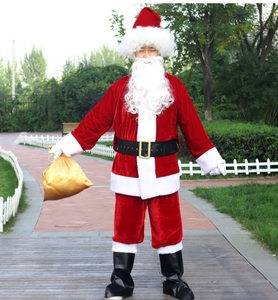 Costume de Père Noël de Luxe pour Adultes Costume de Père Noël Homme Rouge Deluxe Noël Clause Outfit Cosplay Xmas Set avec Chapeau Moustache - Product Image 4