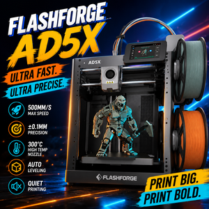 เครื่องพิมพ์สามมิติ EU AD5X ความเร็วสูง อัตโนมัติ แบบ FDM ขนาดการพิมพ์ 220x220x220 มม. รองรับ PLA สำหรับงานต้นแบบ หลายสี เชื่อมต่อ USB ระบบปรับระดับอัตโนมัติ รุ่นใหม่ - Product Image 1