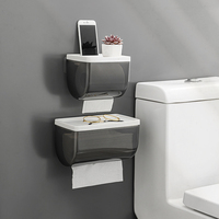 Grande boîte de rangement murale étanche porte-papier hygiénique en plastique PP ménager sans perçage accessoire de cuisine et de salle de bain