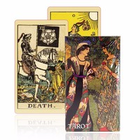 Cartes de tarot en papier noir portables avec impression personnalisée, imperméables, 78 cartes d'oracles exquises, jeu de divination avec boîte de rangement