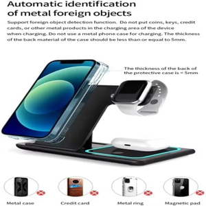 Cargador Inalámbrico 3 en 1 para <span class=keywords><strong>Samsung</strong></span> Watch 6 5 Pro, Estación de Carga Rápida para iPhone, Soporte de Cargadores Inalámbricos con Luz LED - Product Image 3