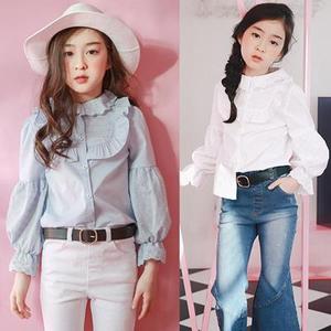 China Import Summer Girl's Fashion Plain Designer Casual Puff Sleeve Eco-Friendly Breathable <b>Polyester</b>/Cotton Shirts - Product Image 2
