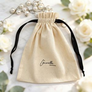Pochette en coton réutilisable écologique avec cordon de serrage, logo personnalisé imprimé, résistance aux chocs pour les voyages, chaussettes, sous-vêtements, sèche-cheveux - Product Image 2