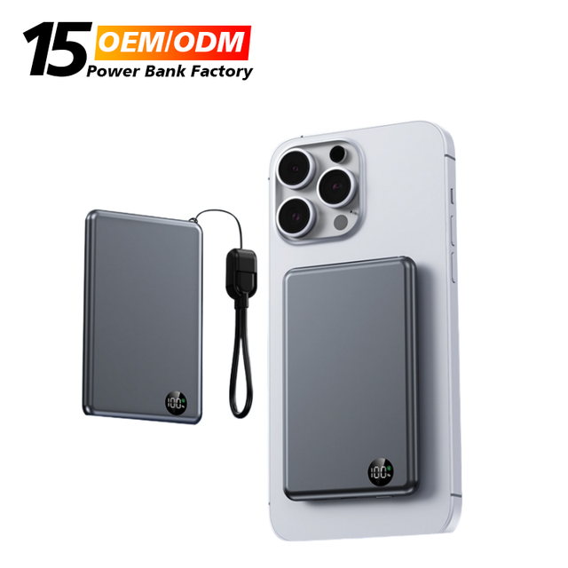 New Style Fast Power Bank 5000mAh PD 22.5w with Cable 10000mAh Magnetic Wireless Power Bank 15w Suitable for iPhone 16 15
