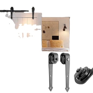 WEKIS Kit de Herrajes para Puerta Corredera de Granero de Montaje Superior de 6.6 pies, Riel Colgante con Rodillos de Acero y Latón Duradero para Uso en Dormitorios y Cocinas, con Tornillos - Product Image 6