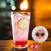 Autocollants lumineux LED pour bouteilles de taille personnalisée, sous-verres lumineux colorés pour bar, événement, sous-verres clignotants, décoration de fête conviviale