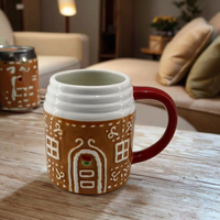 Handgefertigte Handbemalte Keramik 350ml Landhaus-Stil Kaffeetasse mit Weihnachtsdesign Party-Dekoration Spülmaschinen- & Mikrowellenfest