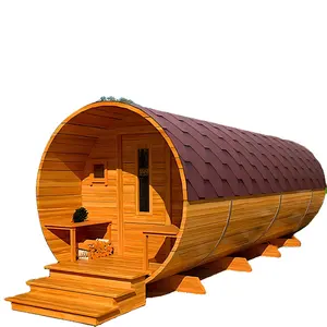 Fabriek Luxe Drie Mensen Gebruiken Rode Ceder Sauna Buiten Vat Stoomsaunakamer