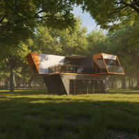Maison préfabriquée de luxe contemporaine personnalisée avec toit en verre trempé (chambre à coucher, salon + salle de bain aux normes américaines)