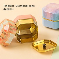 Portable 50g 85*85*85mm carré bougie fleur thé peut emballage scellé fer-blanc octogone forme chocolat étain boîte