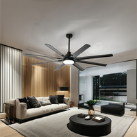 Ventilateur de plafond LED moderne en aluminium de 72 pouces avec 8 pales, télécommande, moteur DC, 6 vitesses, intensité variable, pour salon