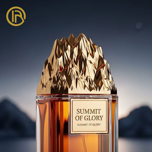 Capuchon de parfum personnalisé OEM en or, gravure de pointe de montagne, accessoire de flacon de parfum de luxe en zamac - Product Image 1