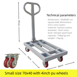 एओजेन ओम अनुकूलित मजबूत चार पहिया फोल्डेबल स्टील प्लेटफॉर्म हैंड ट्रक ट्रॉली 1000 किलोग्राम क्षमता उपकरण - Product Image 2