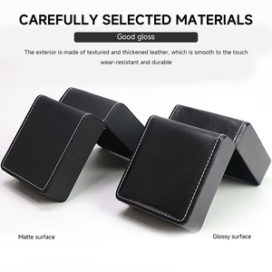 Black PU Leather <b>Watch</b> Box Velvet Lined Single <b>Watch</b> <b>Case</b> Portable Packaging Organizer Custom Logo - Product Image 4