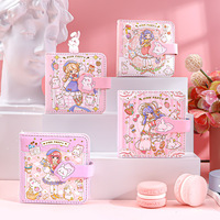 Cuaderno de Papelería Kawaii con Páginas a Color y Dibujos Animados para Estudiantes y Niños con Hebilla Magnética de Niña y Conejo