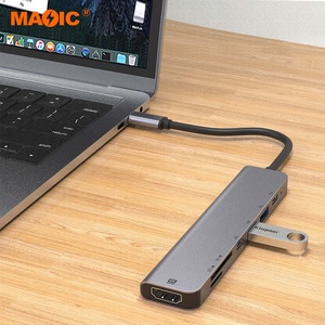 Concentrateur de hub <span class=keywords><strong>USB</strong></span> 7 en 1 2 PD, adaptateur de type C 4k 30hz, séparateur, station d'accueil, extension pour ordinateur portable PC - Product Image 5