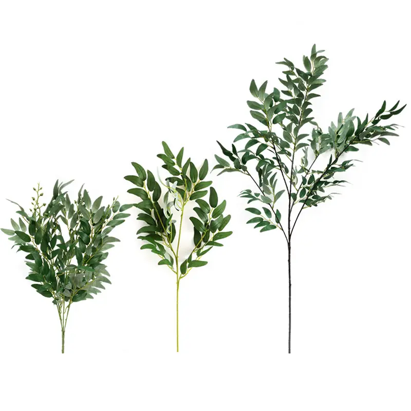 웨딩 홈 장식 인공 긴 줄기 녹색 버드 나무 잎 가짜 식물 꽃꽂이
