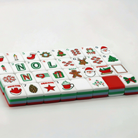 Stock en EE. UU., Mahjong de Lujo Acrílico, Fichas de Mahjong Americanas Personalizadas de 4 Capas, Juego de Mahjong con 160 Fichas, Juego de Fichas Rojas de Navidad