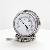 Thermomètre à pression en acier inoxydable 304, jauge de température à distance, affichage analogique, monté axialement, indicateur de température industriel