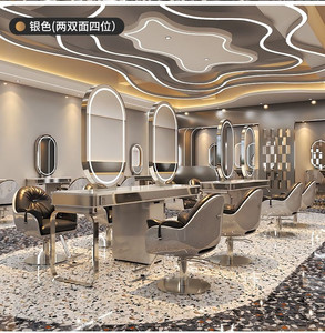 Muebles de Salón de Belleza Modernos y Lujosos 2026, Estación de Trabajo de Peluquería, Espejo de Salón con Mesa de Almacenamiento y Luz LED - Product Image 4