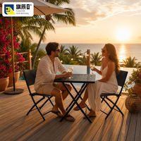 Ensemble de table et chaises pliantes d'extérieur, 3 pièces, mobilier de bistrot noir pour patio