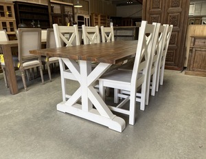 Table à manger rustique en bois naturel, meuble pays français, style industriel, rustique, nouvelle collection, 2020 - Product Image 3