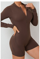 Combinaison de sport une pièce à manches longues personnalisée pour femme, douce, moulante, pour la gym, la course, le fitness et le yoga