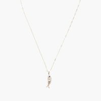 Brass-plated Small Fish Necklace Retro Versatile Collarbone Link Chain Pearl Koi Pendant Electroplated Retain Color