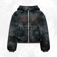 Sudadera con capucha y cremallera para hombre, amarilla, con tachuelas y pedrería, estilo urbano con gráficos, ropa personalizada, venta al por mayor, fabricante OEM de marca privada