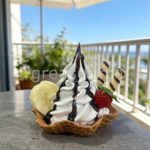 Tazón de Plástico Hecho a Mano para Helado, Postre, Modelo Realista de Helado Suave con Chispas de Chocolate, Palitos de Oblea de Plátano y Fresa - Product Image 5