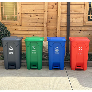 Rectangular Pedal Trash Can <b>20L</b> 30L 50L 80L Indoor Outdoor Waste <b>Bin</b> Green Blue Red Yellow Gray Black - Product Image 4
