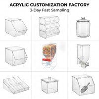Distributeur de céréales en acrylique sur mesure, bac de stockage de denrées sèches, certifié CE, fabricant, vente en gros, présentoir en acrylique