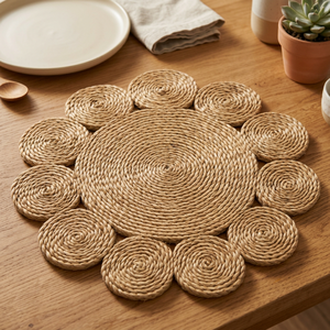 Star Hometex Handcrafted Jute Floral Modern Braided Washable Bedroom Area <b>Rug</b> Medium <b>Thickness</b> Novelty Shape Non-Slip Flat <b>Pile</b> - Product Image 3