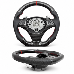 Volant de course M Sport en fibre de carbone avec LED et palettes de commande pour <span class=keywords><strong>BMW</strong></span> E90 <span class=keywords><strong>328i</strong></span> E60 E46 E92 M3 E39 X5 E70 X6 E71 E82 - Product Image 1
