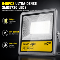 Projecteur Solaire Extérieur 400W Étanche en Aluminium Moulé Sous Pression avec Panneau Monocristallin 30Ah, Télécommande, pour Stades, Terrains de Sport, Lampes Murales et Parcs