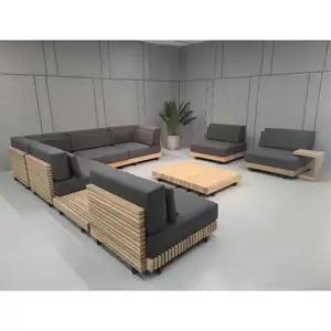 Mobilier de jardin/patio/extérieur de luxe Ensemble de canapés de jardin en bois de teck naturel