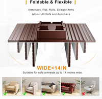 Table d'appoint pour canapé en bambou et noyer avec porte-gobelet amovible - 2 en 1 antidérapant pliable porte-gobelet pour canapé