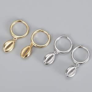 Pendientes de moda joyería 925 plata esterlina verano playa Shell gota pendientes 18K chapado en oro pendientes de aro para mujer - Product Image 3