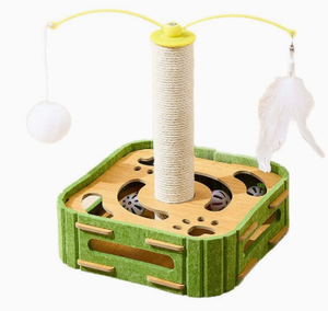 Jouet interactif pour chat : labyrinthe en feutre, griffoir, clochette et herbe à chat pour chats d'intérieur - Product Image 2