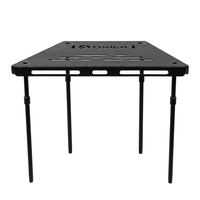 Table de camping pliable en fer noir moderne avec hauteur réglable, mobilier de pique-nique portable pour l'extérieur