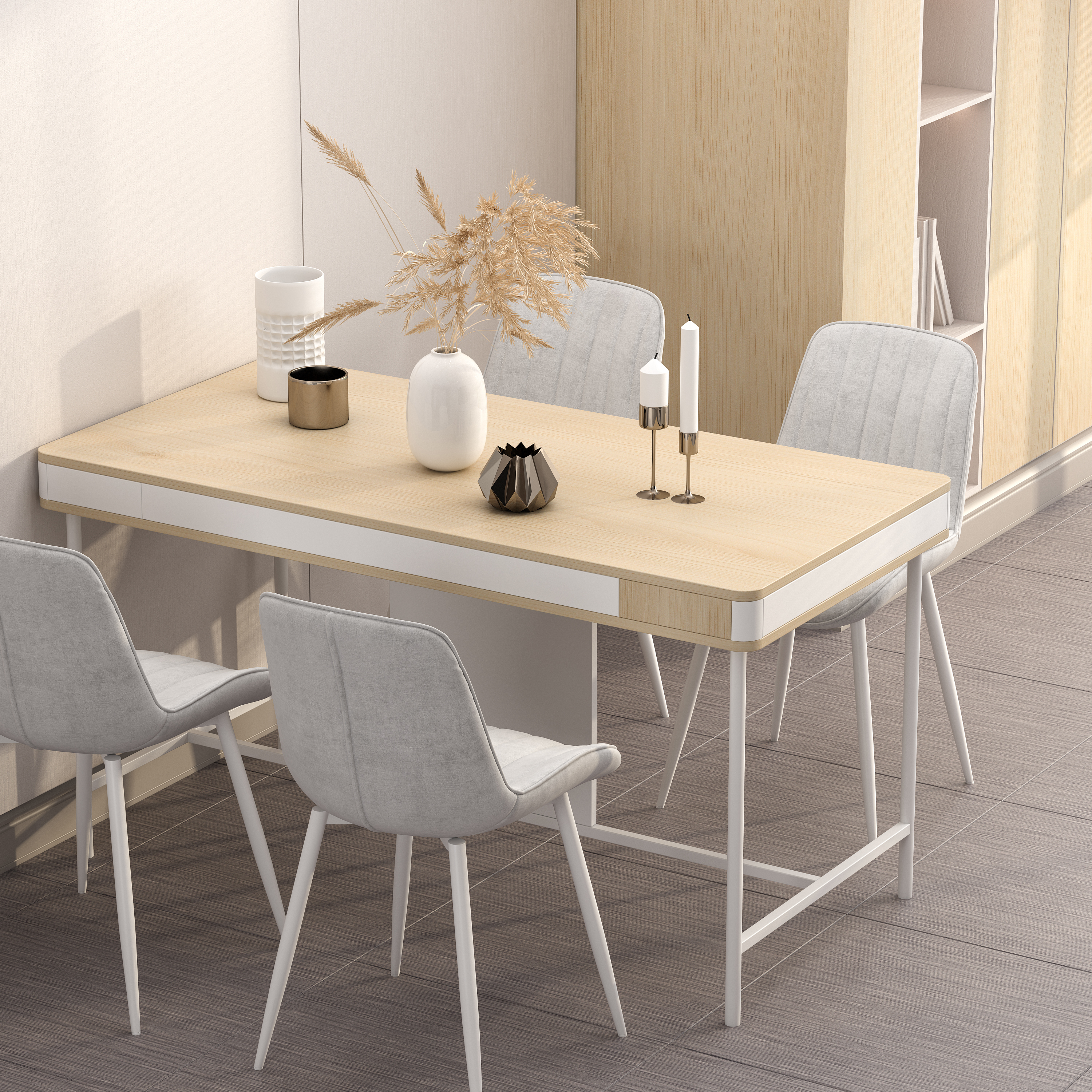 Table de salle à manger minimaliste à coins arrondis