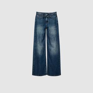 时尚渐变色水洗牛仔裤女式低腰抽绳腰部宽松阔腿牛仔裤 Y2K 街头服饰 - Product Image 5