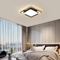 Простая установка, квадратные умные роскошные черные люстры для спальни, гостиной, потолочные светильники, современные светодиодные потолочные светильники