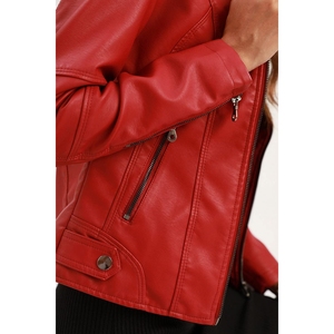 Blouson de moto en cuir véritable pour femme, style européen, matelassé au crochet, protection optimale, respirant, hiver - Product Image 3