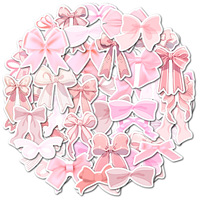 Autocollants décoratifs imperméables mignons et promotionnels avec nœuds roses pour valises et bouteilles d'eau