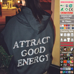 2025 nouveau sweat Streetwear pull uni 450gsm coton lourd personnalisé strass DTF LOGO haute qualité sweats à capuche pour hommes - Product Image 1