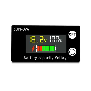 Voltmètre cc 8-100V instrument de détection de capacité de stockage au lithium plomb acide tête de voltmètre de véhicule électrique écran couleur LCD