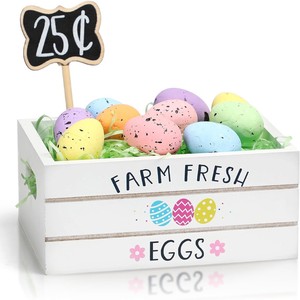 Easter Wooden Crate Decorative Box Farm Fresh Eggs Storage Display Desktop Ornament Rectangle Handmade Easter Decoration - Product Image 5